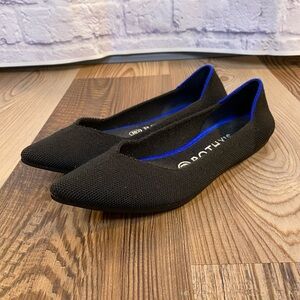 Rothy’s The Point Flats Black with Blue Trim Women’s 6.5
